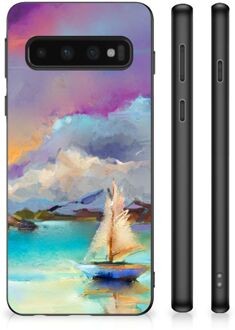 B2Ctelecom Back Case TPU Siliconen Hoesje Samsung Galaxy S10 GSM Hoesje met Zwarte rand Boot