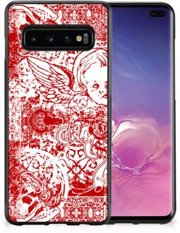 B2Ctelecom Back Case TPU Siliconen Hoesje Samsung Galaxy S10+ GSM Hoesje met Zwarte rand Angel Skull Red