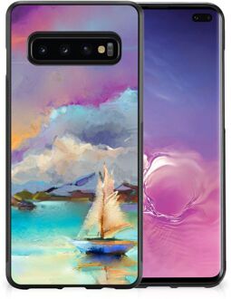 B2Ctelecom Back Case TPU Siliconen Hoesje Samsung Galaxy S10+ GSM Hoesje met Zwarte rand Boot