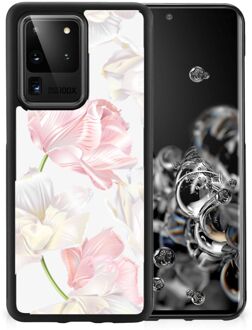 B2Ctelecom Back Case TPU Siliconen Hoesje Samsung Galaxy S20 Ultra GSM Hoesje met Zwarte rand Mooie Bloemen