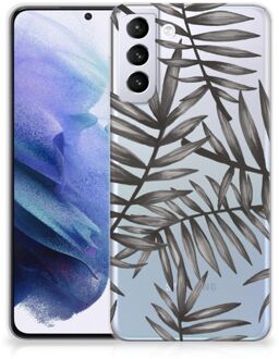 B2Ctelecom Back Case TPU Siliconen Hoesje Samsung Galaxy S21 Plus Smartphone hoesje Leaves Grey