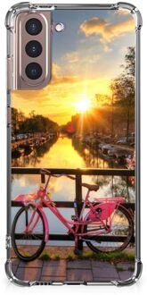 B2Ctelecom Back Case TPU Siliconen Hoesje Samsung Galaxy S21 Plus Telefoon Hoesje met doorzichtige rand Amsterdamse Grachten