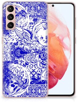 B2Ctelecom Back Case TPU Siliconen Hoesje Samsung Galaxy S21 Smartphone hoesje Angel Skull Blue