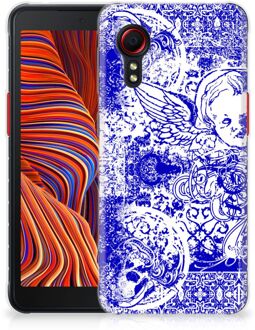 B2Ctelecom Back Case TPU Siliconen Hoesje Samsung Galaxy Xcover 5 Smartphone hoesje Angel Skull Blue