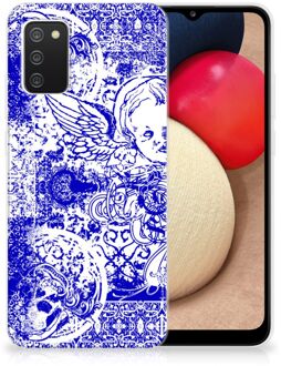 B2Ctelecom Back Case TPU Siliconen Hoesje Samsung M02s | Samsung Galaxy A02s Smartphone hoesje Angel Skull Blue