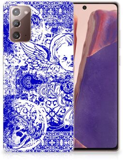 B2Ctelecom Back Case TPU Siliconen Hoesje Samsung Note 20 Smartphone hoesje Angel Skull Blue