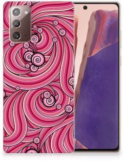 B2Ctelecom Back Case TPU Siliconen Hoesje Samsung Note 20 Smartphone hoesje Swirl Pink