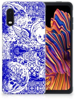 B2Ctelecom Back Case TPU Siliconen Hoesje Samsung Xcover Pro Smartphone hoesje Angel Skull Blue