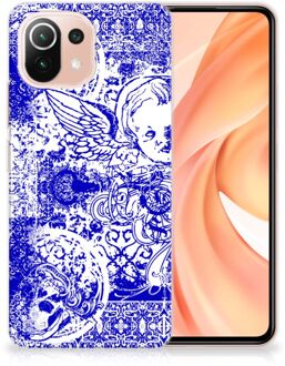 B2Ctelecom Back Case TPU Siliconen Hoesje Xiaomi Mi 11 Lite Smartphone hoesje Angel Skull Blue