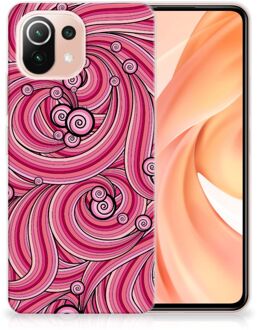 B2Ctelecom Back Case TPU Siliconen Hoesje Xiaomi Mi 11 Lite Smartphone hoesje Swirl Pink