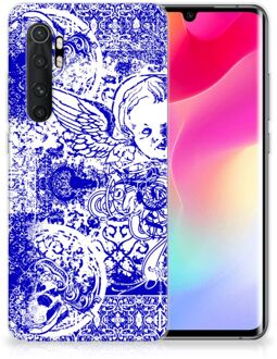 B2Ctelecom Back Case TPU Siliconen Hoesje Xiaomi Mi Note 10 Lite Smartphone hoesje Angel Skull Blue