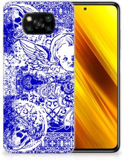 B2Ctelecom Back Case TPU Siliconen Hoesje Xiaomi Poco X3 Smartphone hoesje Angel Skull Blue