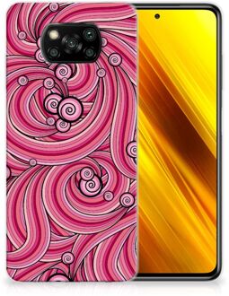 B2Ctelecom Back Case TPU Siliconen Hoesje Xiaomi Poco X3 Smartphone hoesje Swirl Pink