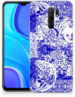 B2Ctelecom Back Case TPU Siliconen Hoesje Xiaomi Redmi 9 Smartphone hoesje Angel Skull Blue