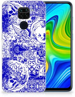 B2Ctelecom Back Case TPU Siliconen Hoesje Xiaomi Redmi Note9 Smartphone hoesje Angel Skull Blue