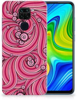 B2Ctelecom Back Case TPU Siliconen Hoesje Xiaomi Redmi Note9 Smartphone hoesje Swirl Pink