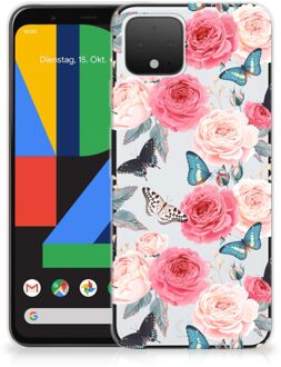 B2Ctelecom Back Cover Google Pixel 4 TPU Siliconen Hoesje Butterfly Roses