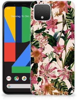 B2Ctelecom Back Cover Google Pixel 4 TPU Siliconen Hoesje Flowers