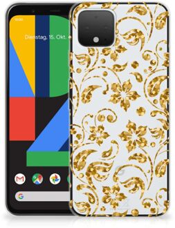 B2Ctelecom Back Cover Google Pixel 4 TPU Siliconen Hoesje Gouden Bloemen