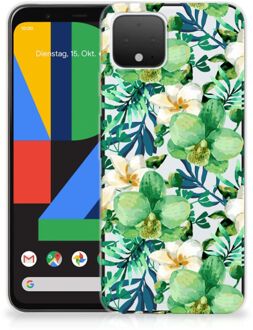 B2Ctelecom Back Cover Google Pixel 4 TPU Siliconen Hoesje Orchidee Groen