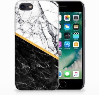 B2Ctelecom Back cover Hoesje iPhone SE (2020) en iPhone 8 | 7 Marble White Black