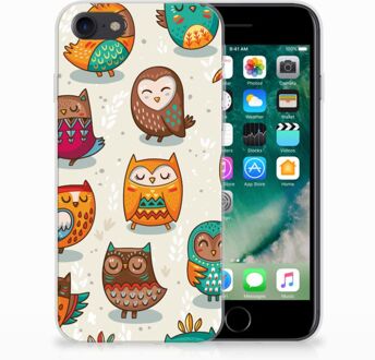 B2Ctelecom Back cover Hoesje iPhone SE (2020) en iPhone 8 | 7 Vrolijke Uilen