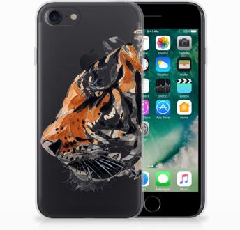 B2Ctelecom Back cover Hoesje iPhone SE (2020) en iPhone 8 | 7 Watercolor Tiger