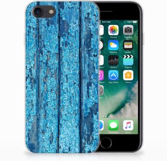 B2Ctelecom Back cover Hoesje iPhone SE (2020) en iPhone 8 | 7 Wood Blue