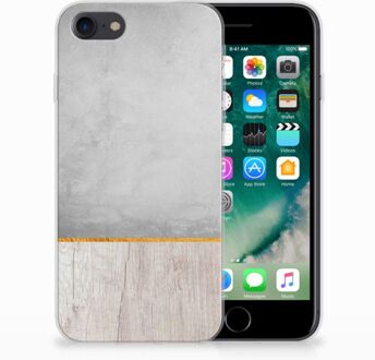 B2Ctelecom Back cover Hoesje iPhone SE (2020) en iPhone 8 | 7 Wood Concrete