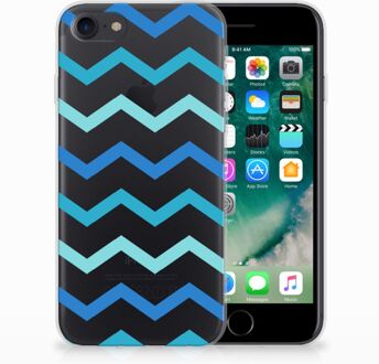 B2Ctelecom Back cover Hoesje iPhone SE (2020) en iPhone 8 | 7 Zigzag Blauw