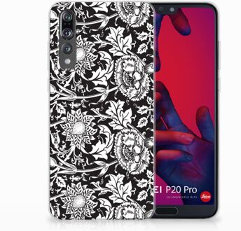 B2Ctelecom Back Cover Huawei P20 Pro TPU Siliconen Hoesje Black Flowers