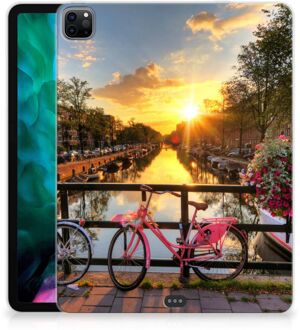 B2Ctelecom Back Cover iPad Pro 12.9 (2020) | iPad Pro 12.9 (2021) Hippe Hoesje Amsterdamse Grachten  met transparant zijkanten