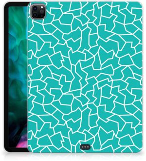 B2Ctelecom Back Cover iPad Pro 12.9 (2020) | iPad Pro 12.9 (2021) Siliconen Hoes Cracks Blue met transparant zijkanten