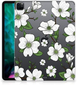 B2Ctelecom Back Cover iPad Pro 12.9 (2020) | iPad Pro 12.9 (2021) Tablethoesje met Naam Dogwood Flowers met transparant zijkanten