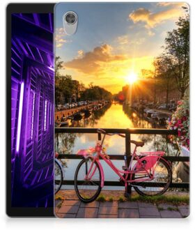 B2Ctelecom Back Cover Lenovo Tab M10 HD (2de generatie) Hippe Hoesje Amsterdamse Grachten  met transparant zijkanten