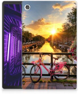 B2Ctelecom Back Cover Lenovo Tab M10 Plus Hippe Hoesje Amsterdamse Grachten  met transparant zijkanten