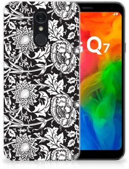 B2Ctelecom Back Cover LG Q7 TPU Siliconen Hoesje Black Flowers