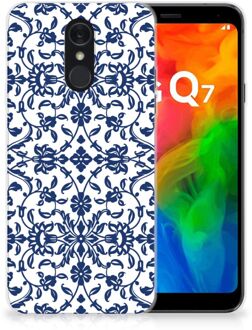 B2Ctelecom Back Cover LG Q7 TPU Siliconen Hoesje Flower Blue