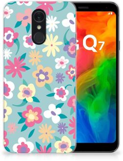 B2Ctelecom Back Cover LG Q7 TPU Siliconen Hoesje Flower Power