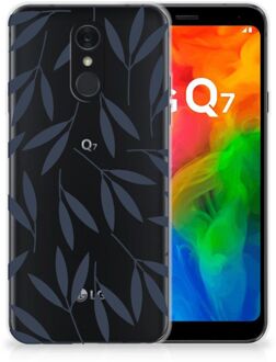 B2Ctelecom Back Cover LG Q7 TPU Siliconen Hoesje Leaves Blue