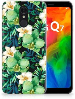 B2Ctelecom Back Cover LG Q7 TPU Siliconen Hoesje Orchidee Groen