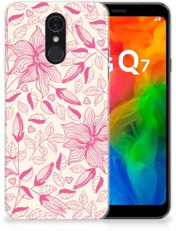 B2Ctelecom Back Cover LG Q7 TPU Siliconen Hoesje Pink Flowers