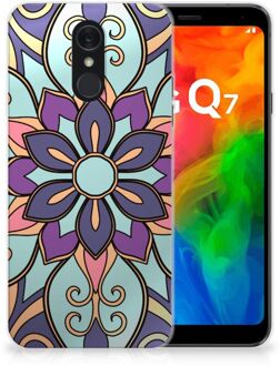 B2Ctelecom Back Cover LG Q7 TPU Siliconen Hoesje Purple Flower