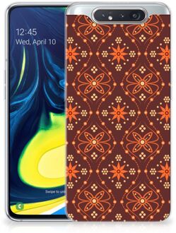 B2Ctelecom Back Cover Samsung A80 TPU bumper case Batik Brown