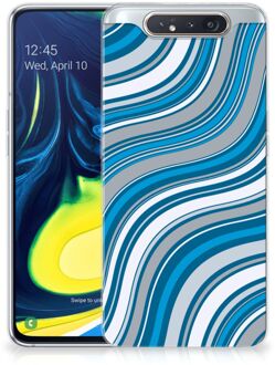 B2Ctelecom Back Cover Samsung A80 TPU bumper case Waves Blue