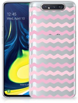 B2Ctelecom Back Cover Samsung A80 TPU bumper case Waves Roze