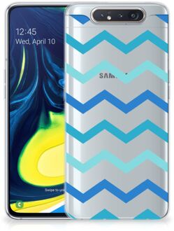 B2Ctelecom Back Cover Samsung A80 TPU bumper case Zigzag Blauw