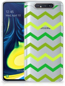 B2Ctelecom Back Cover Samsung A80 TPU bumper case Zigzag Groen