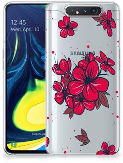 B2Ctelecom Back Cover Samsung A80 TPU Siliconen Hoesje Blossom Rood