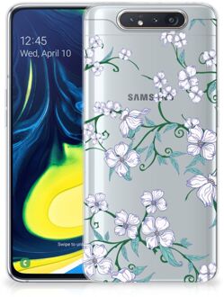 B2Ctelecom Back Cover Samsung A80 TPU Siliconen Hoesje Blossom White